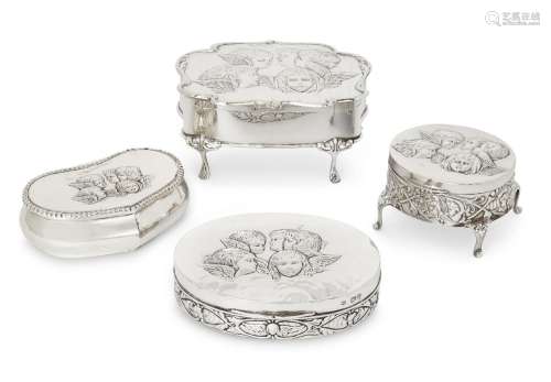 Four Victorian and Edwardian silver trinket boxes