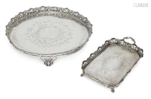 Two Portuguese trays with openwork sides