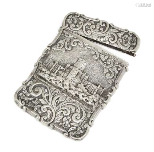 A Victorian silver 'castle-top' card case
