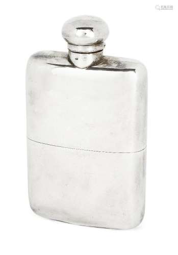 An Edwardian silver hip flask