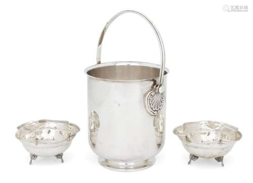 A silver plated wine cooler