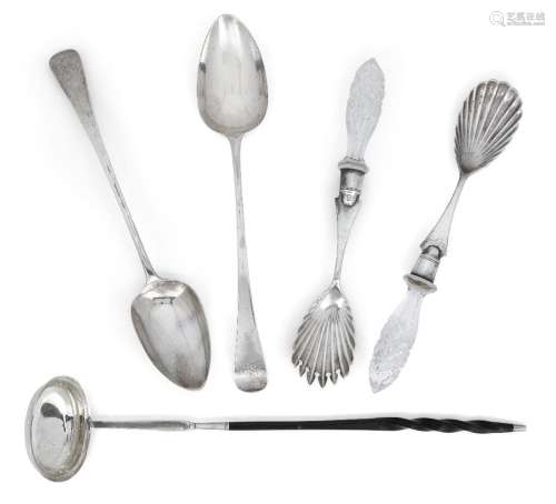 A pair of Georgian silver basting spoons