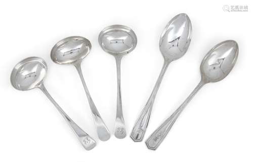 Three George III silver sauce ladles