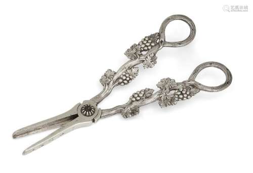A pair of Victorian silver grape scissors