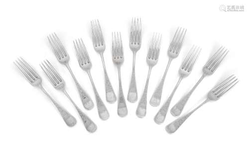 A set of twelve table forks by Tiffany & Co.