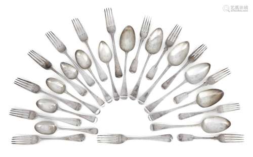 A mixed quantity of Georgian and Victorian flatware comprisi...