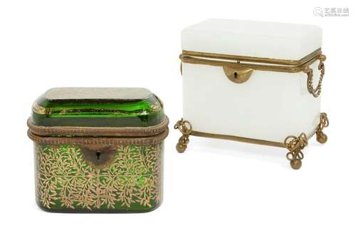 Two Continental glass caskets