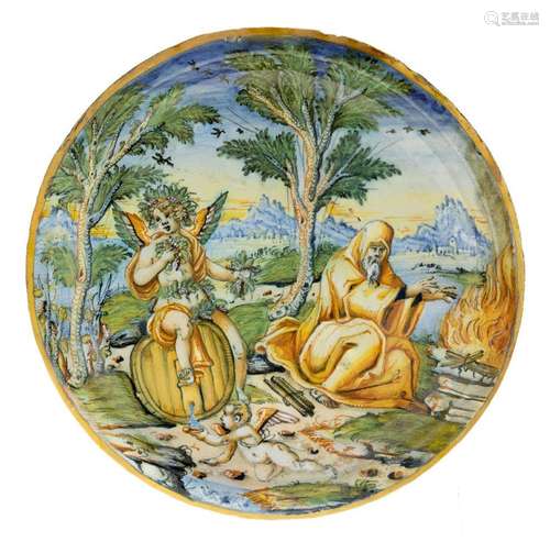 An Italian maiolica istoriato dish