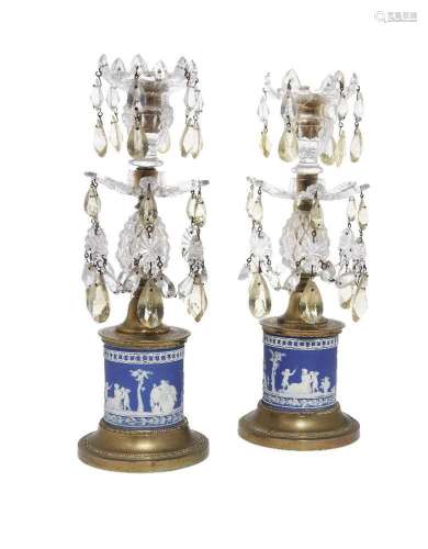 A pair of early Victorian gilt-bronze mounted Jasperware and...