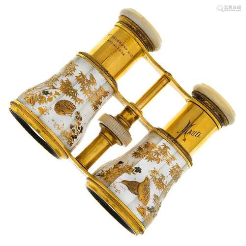 A pair of French mother-of-pearl and shibayama opera glasses