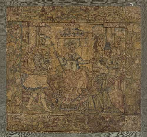 A Charles II needlework picture probably depicting King Solo...