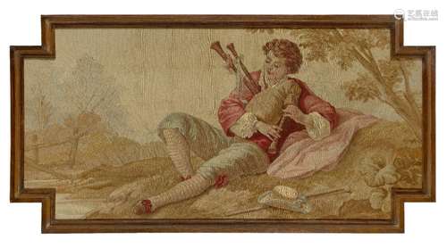 Two Aubusson framed tapestry panels