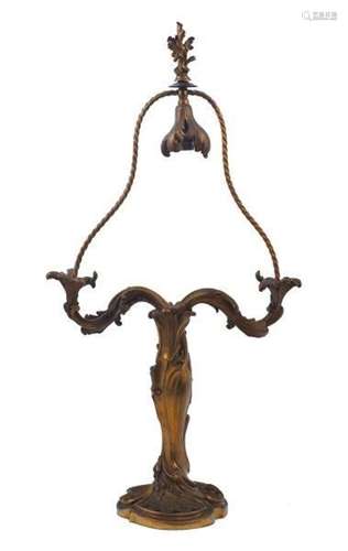 A French gilt-bronze twin branch table lamp