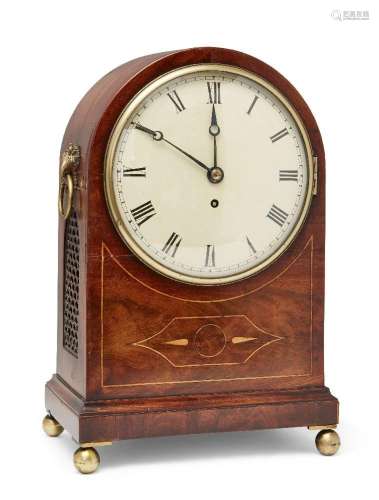 A George III mahogany and line inlaid fusee bracket clock