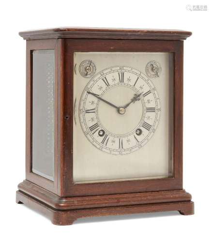 A German mahogany cased four glass mantel clock
