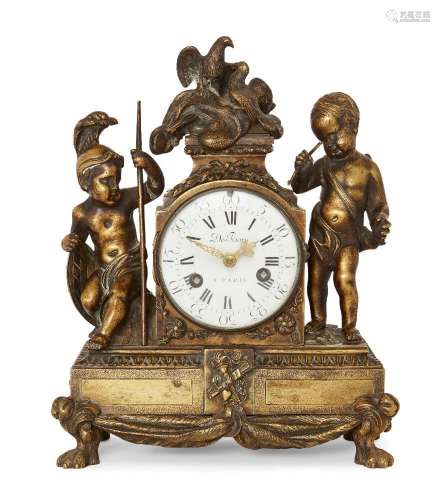 A French gilt-bronze figural striking mantel clock