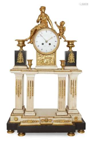 A French marble and gilt-bronze mounted mantel clock