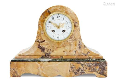 A Sienna marble mantle clock