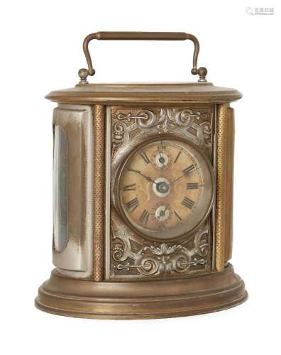 A German brass oval alarm clock