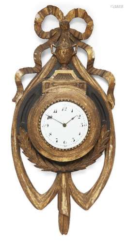 An Austrian gilt-wood and ebonised wall timepiece