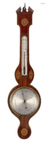 A George III mahogany and inlaid banjo barometer