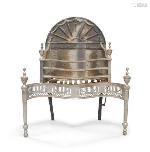 A George III style cast iron and steel fire grate