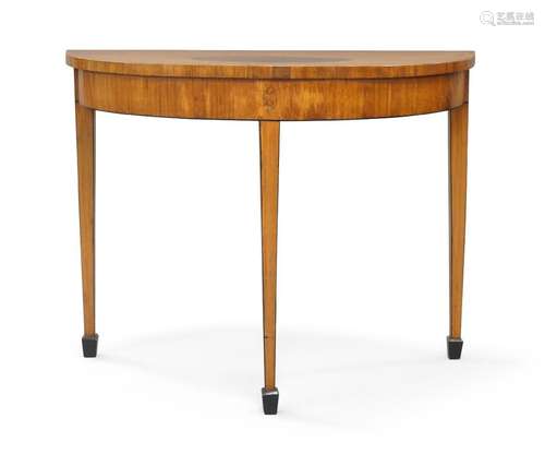 A George III satinwood demi lume console table