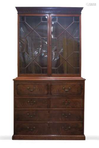 A George III mahogany secretaire bookcase