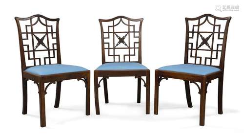 A set of three George III mahogany side chairs