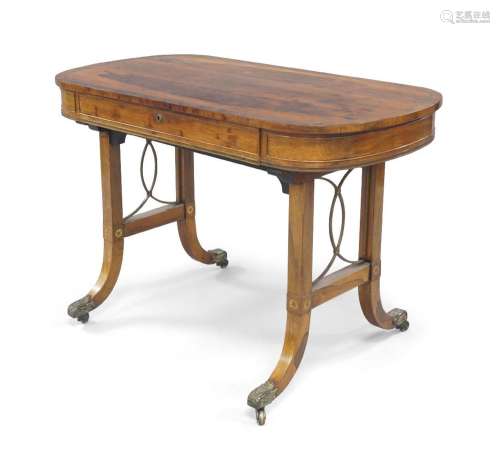 A Regency brass inlaid rosewood centre table