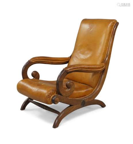 A William IV rosewood scroll armchair