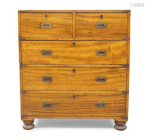 A campaign camphor wood chest of drawers