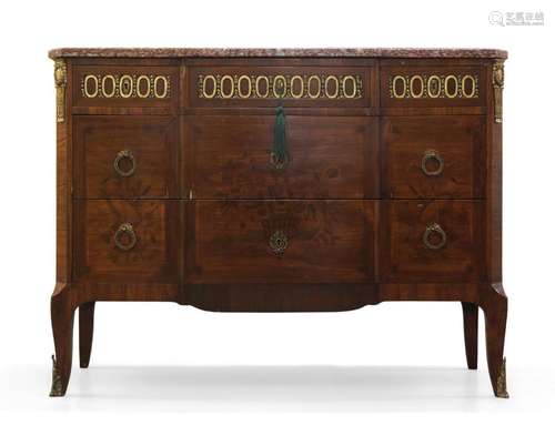 A French Louis XVI style marquetry inlaid king wood breakfro...