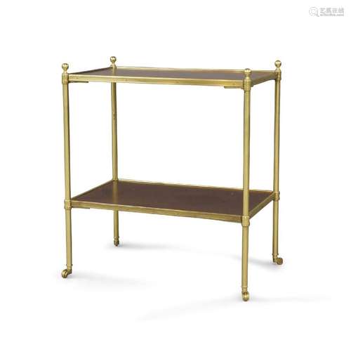 A French style brass and mahogany two tier side table