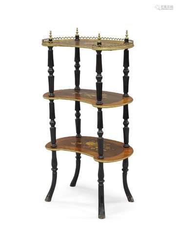 A French three tier walnut Etagere