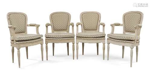 A set of four Louis XVI style fauteuil