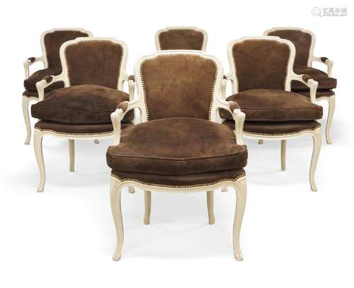 A set of six Louis XV style fauteuil