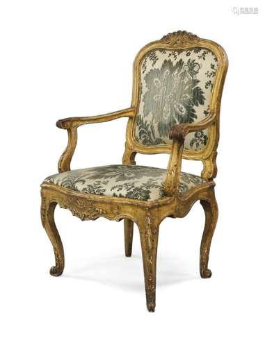 An Italian giltwood armchair