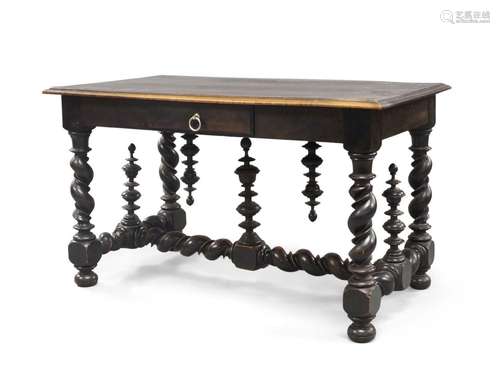 A Spanish ebonised centre table