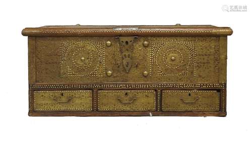 A Zanzibar brass bound teak chest