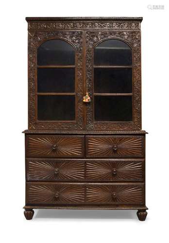 An Anglo-Indian bookcase on chest