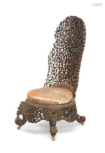 An Anglo-Indian high backed chair