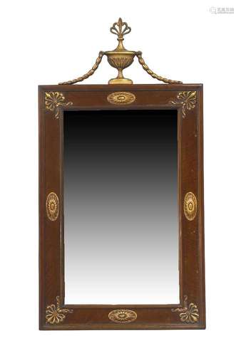 A mahogany parcel-gilt mirror