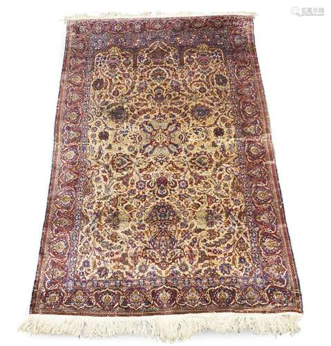 A Kashan silk rug