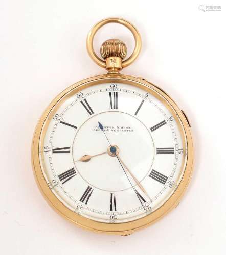 A Victorian 18ct yellow gold cased open faced pocket watch,
