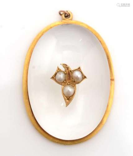 A Victorian rock crystal and pearl pendant,