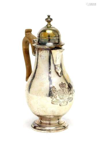 A Queen Anne silver hot water jug, by John Read,
