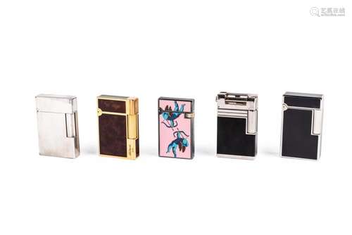 Five S.T.Dupont pocket lighters