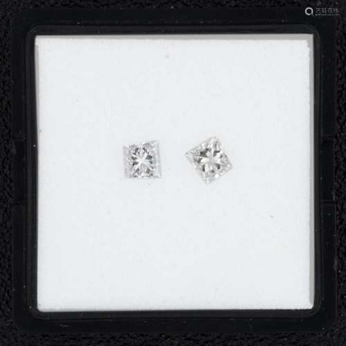 Pair of princess cut diamonds