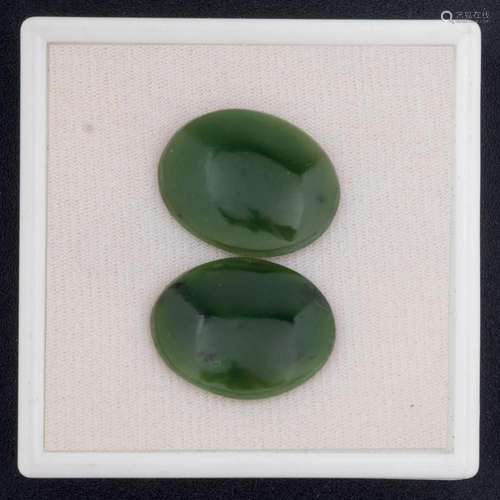 Pair of nefrite jade cabochons